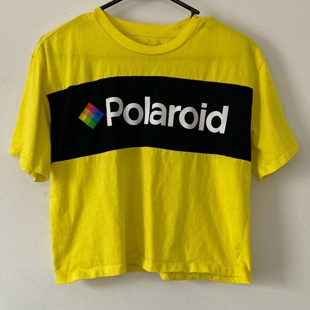 Polaroid Spell Out Yellow Crop Top